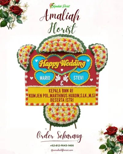 Karangan Papan Bunga Pernikahan di Bojonggaling